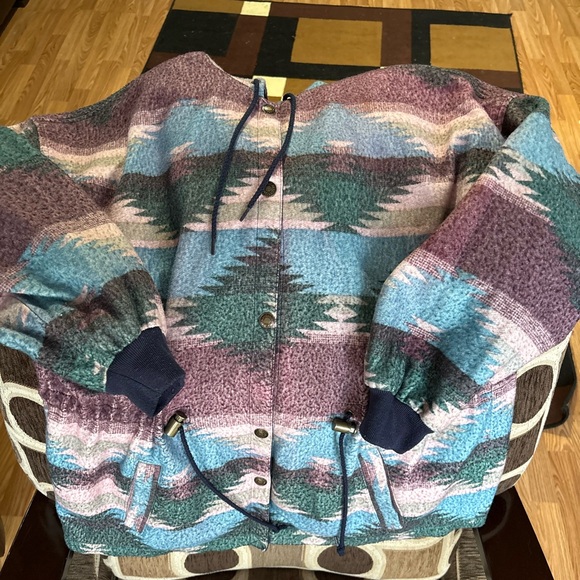 Western Patterned Jacket with Drawstring - Picture 1 of 4